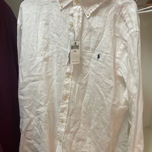 Polo Ralph Lauren Linen Button Down Shirt White XXL NWT Classic Fit